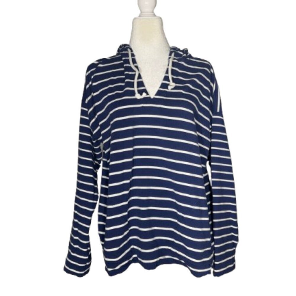 Vineyard Vines Navy White Striped Long Sleeve Hoodie Sweatshirt Size X-Large